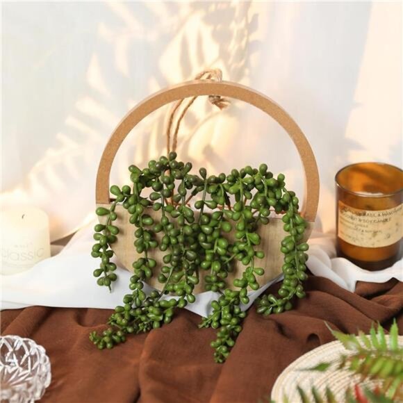 2pcs Artificial Succulents Hanging Plants 12.2'' Fake String of Pearls in Pot - Picture 5 of 7